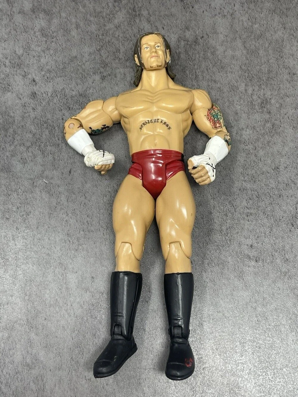 WWE CM Punk Action Figure Red Trunks 2004 Jakks Pacific Loose Tattoos Vintage